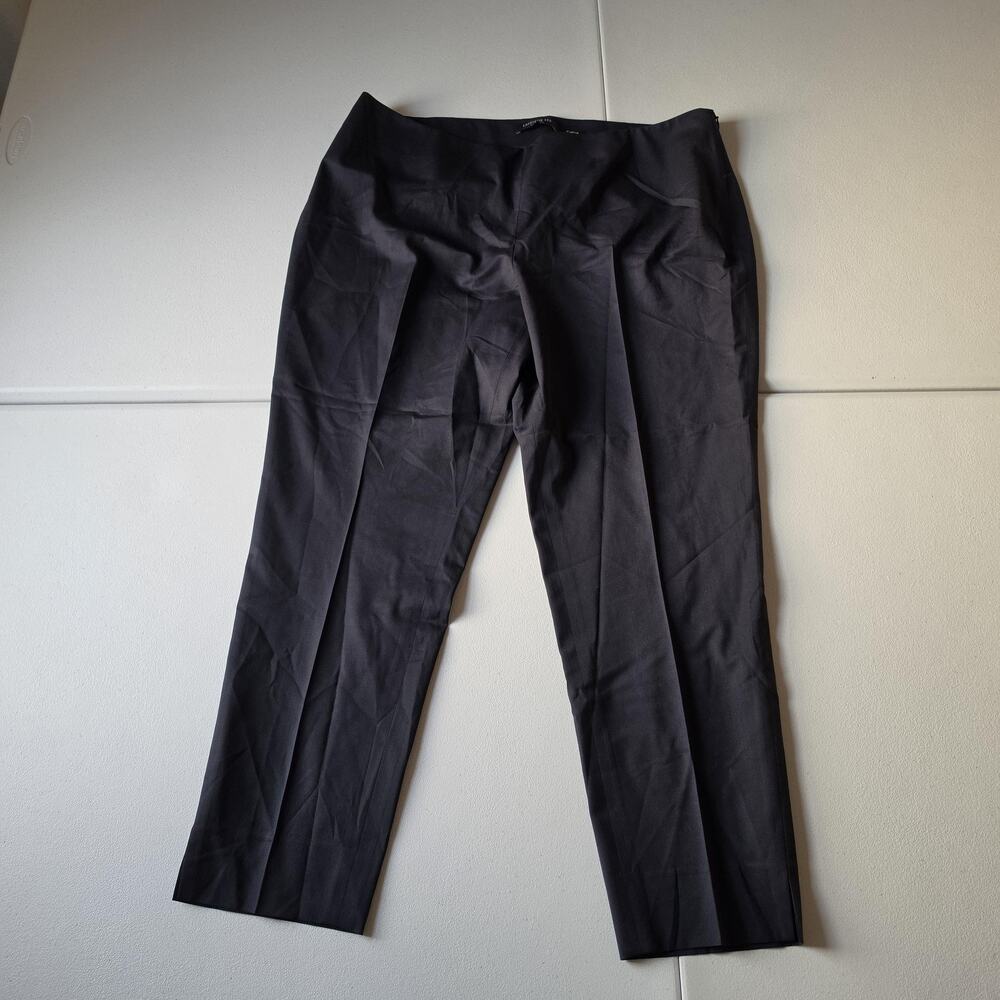 Lafayette 148 New York Pants Womens 14 Navy Blue Stanton Wool Slim Ankle Dress